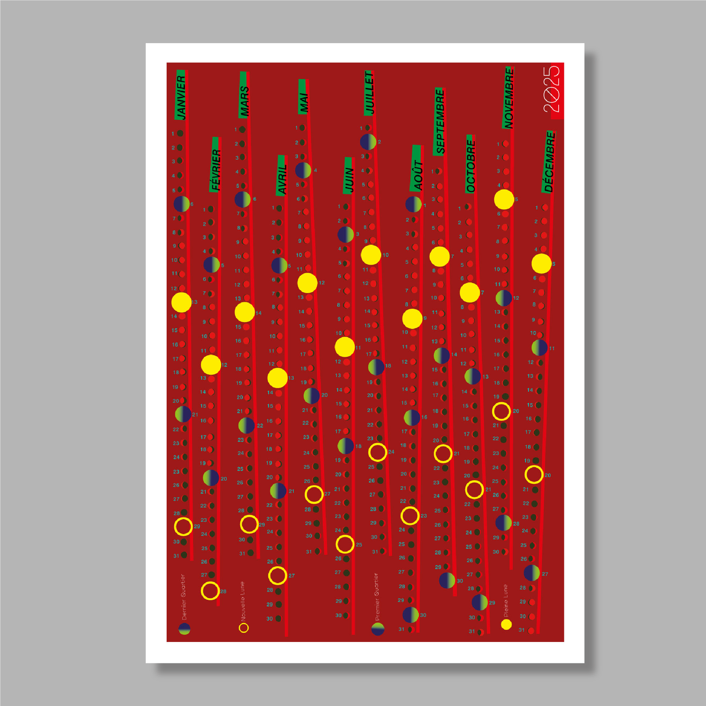 Calendrier Lunaire Rouge 2025